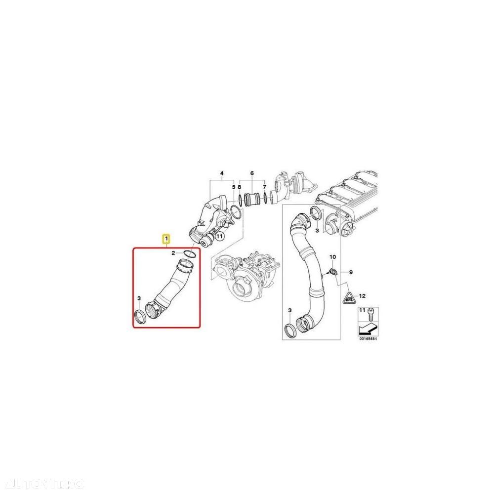 Furtun intercooler, supraalimentare Bmw Seria 5 E60/E61 2003-2010, motor 3,0 d; cauciuc, 2017PT-4 - 1