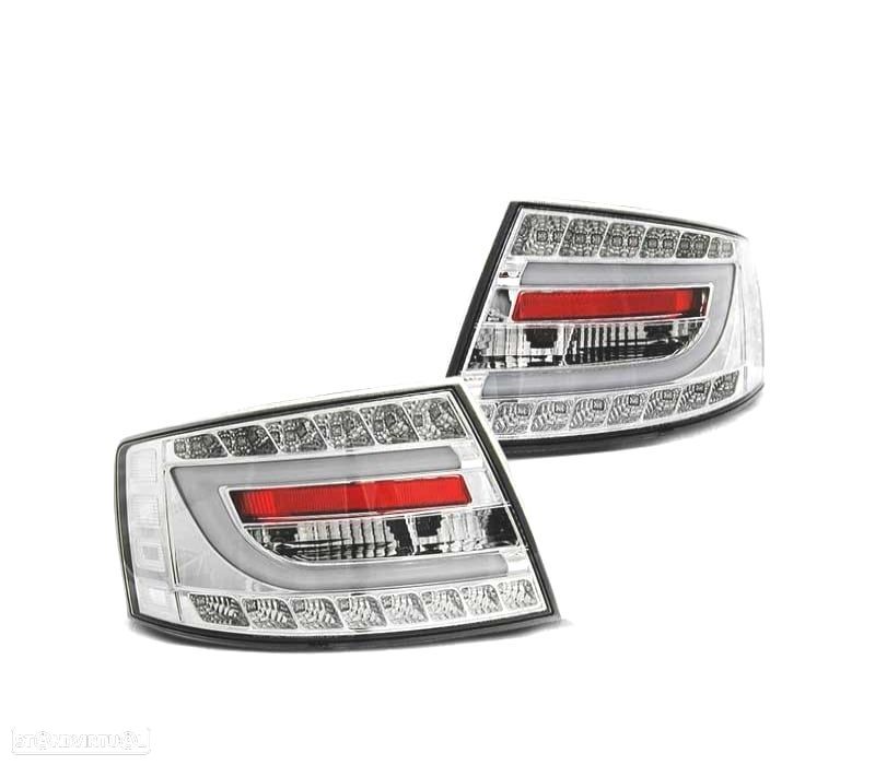 FAROLINS TRASEIROS LED PARA AUDI A6 C6 SEDAN 04-08 CROMADO - 2