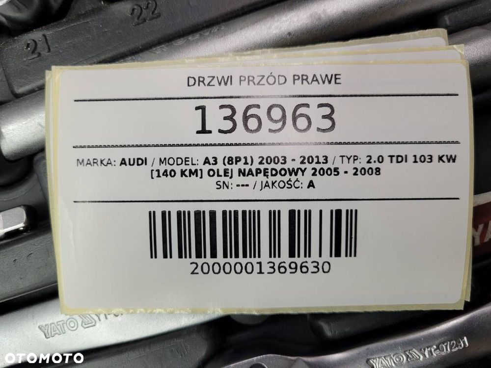DRZWI PRZÓD PRAWE AUDI A3 8P 5D SPORTBACK 2005 EU - 11