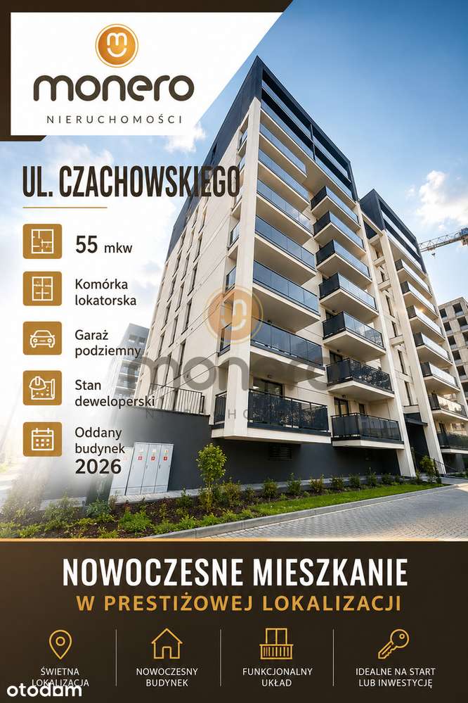 3 pokoje 55 m² Duży balkon Nowy apartamentowiec