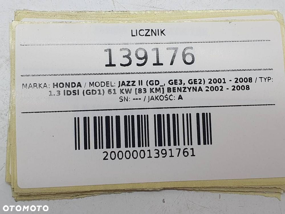 LICZNIK ZEGARY HONDA JAZZ II HR0337124 EUROPA 1.3 BENZYNA 83KM - 8
