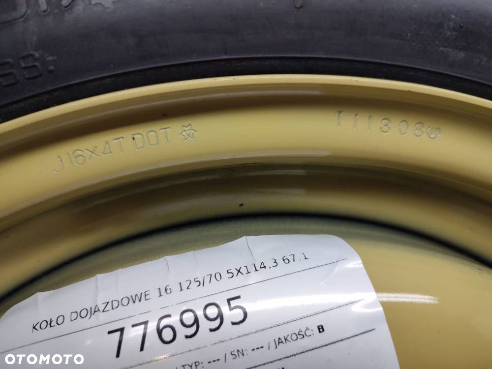 KOŁO DOJAZDOWE 16 125/70 5X114,3 67,1 - 250.00 PLN - - 2