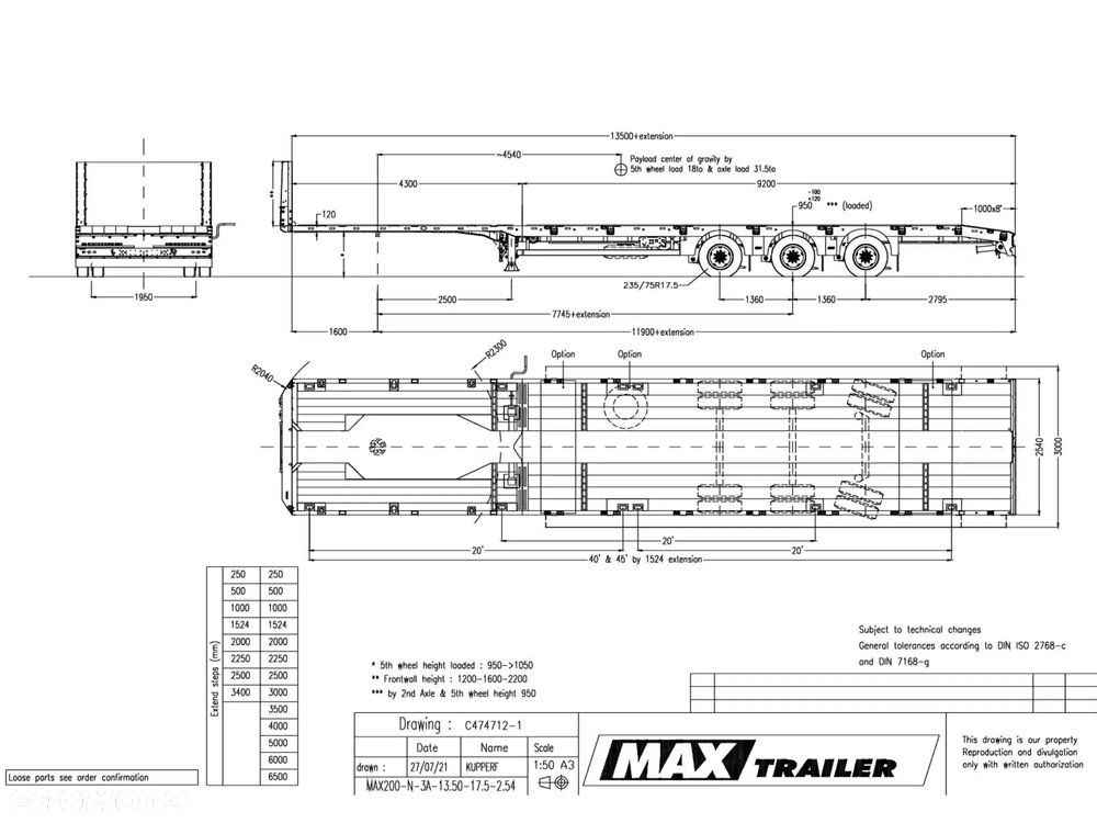 MAX Trailer MAX200 | Platforma | 13500 + 6500mm - 3