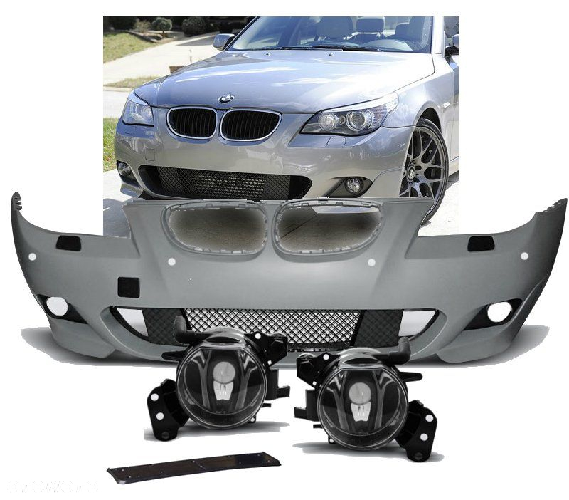 Zderzak+ HALOGENY M-PAKIET BMW E60 03-07 Z PDC SRA - 2
