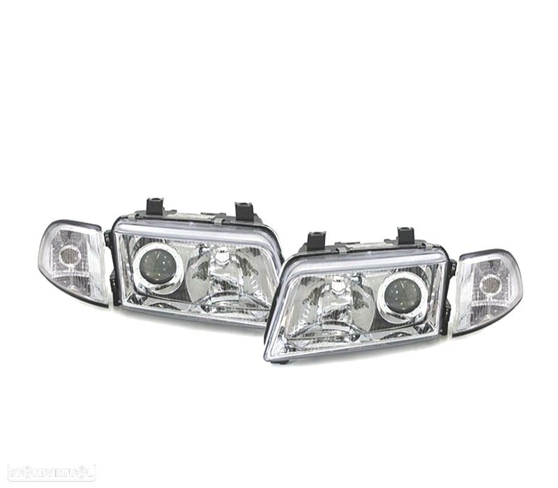 FARÓIS XENON AUDI A4 B5 94-01 FUNDO CROMADO - 1