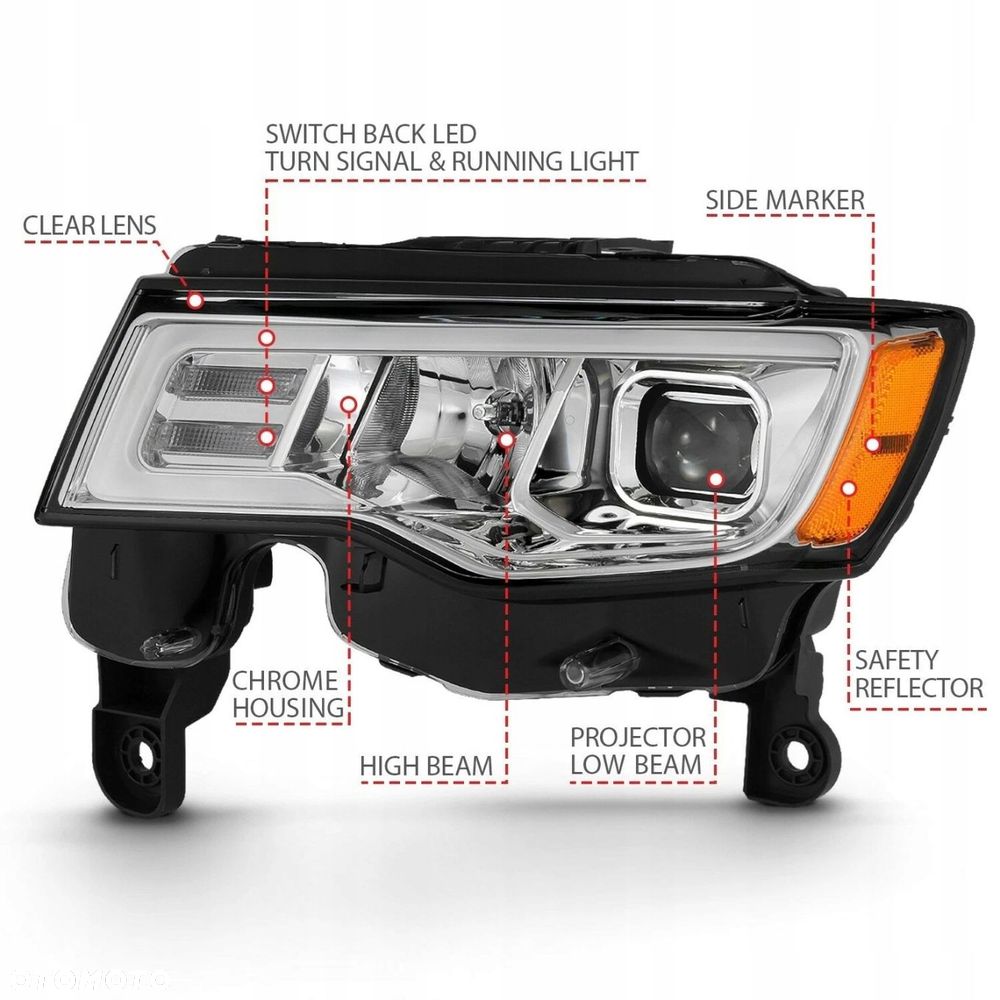 Reflektory Lampy kpl LED Tuning Soczewka Jeep Grand Cherokee WK2 Lift 17-22 - 6