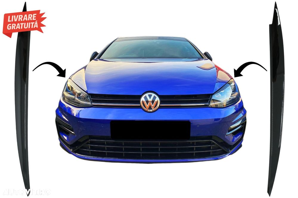 Pleoape Faruri VW Golf VII 7 5G (2013-2017) Negru Lucios- livrare gratuita - 1
