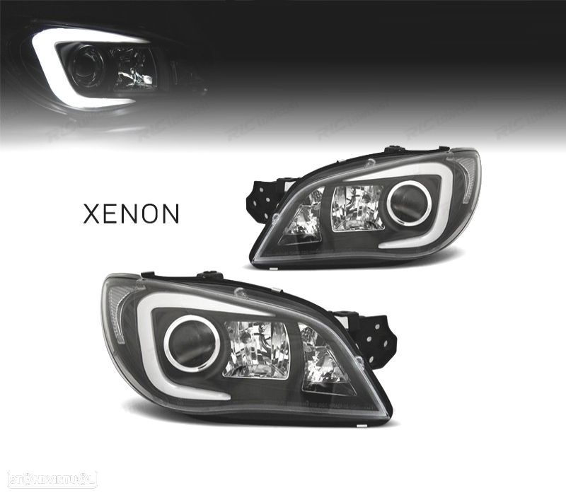 FAROIS FRONTAIS PARA SUBARU IMPREZA 05-08 TUBE LIGHT XENON FUNDO PRETO - 1