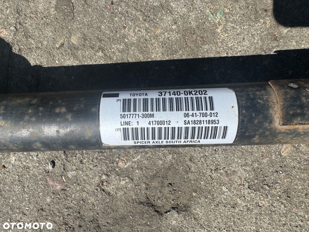 Toyota hilux 8 VIII WAŁ napędowy 37140-0K202 5017771-300M SA1828118953 37100-0KB00-B 10023647 SA1827715615 - 2