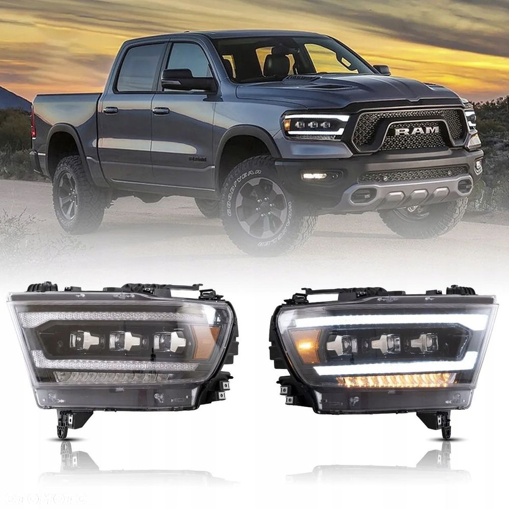 reflektor lampa kpl vland full bi led neon tuning dodge ram v 5 1500 19-24 - 3