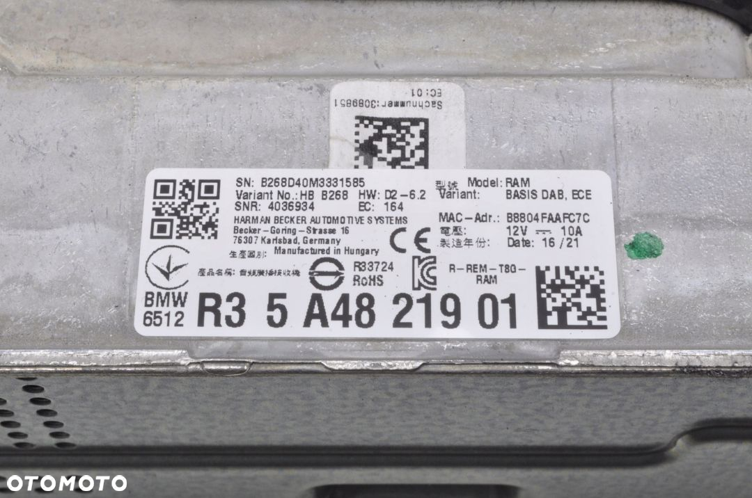 BMW F40 M135i MODUŁ RADIA WZMACNIACZ 5A48219 21R - 8