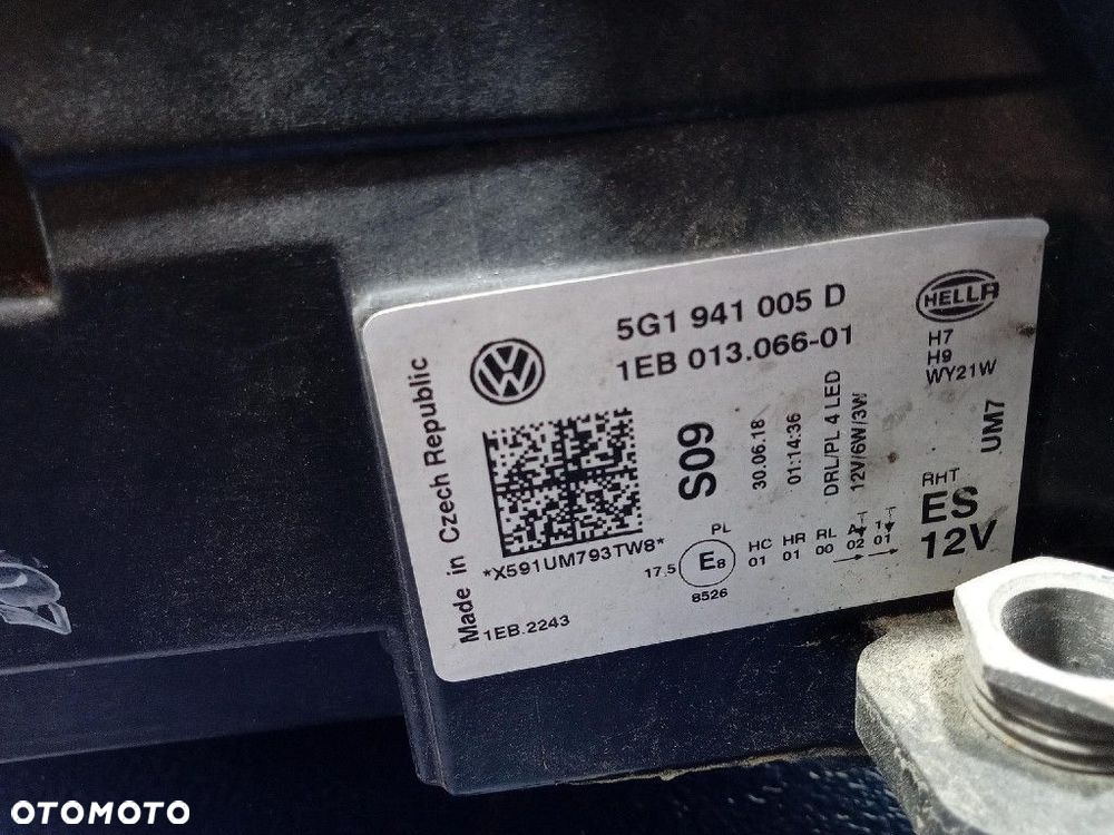 VW GOLF 7 VII LIFT 17- REFLEKTOR LEWY LAMPA H7 EU 5G1941005D - 5