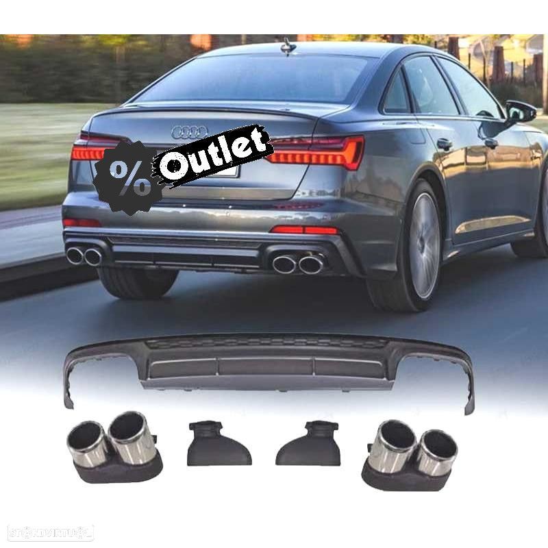 C012388C1 DIFUSOR AUDI A6 S-LINE 19- LOOK S6 + PONTEIRAS DE ESCAPE CROMADO - 1