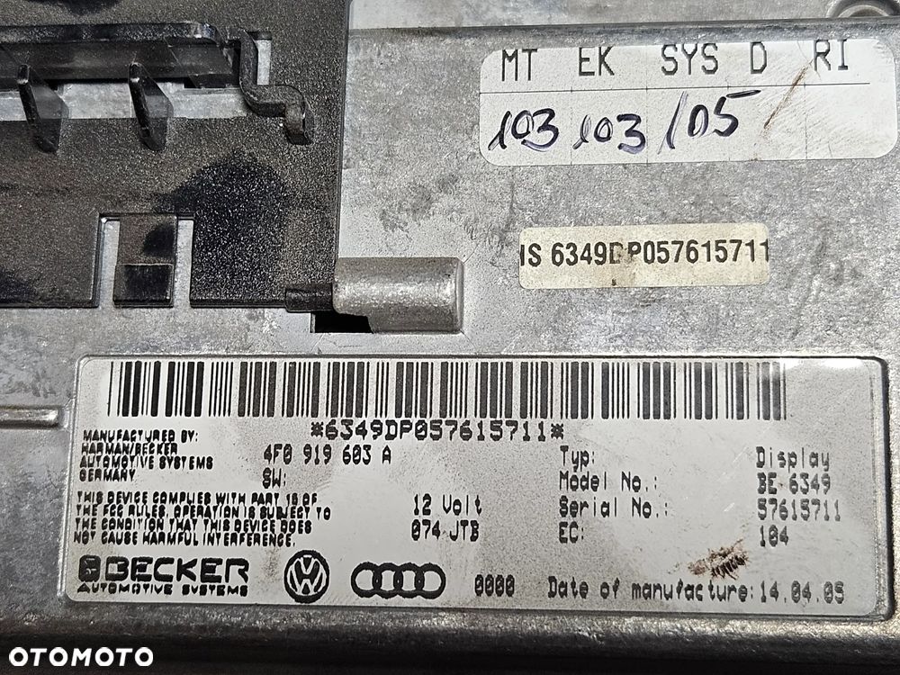 Audi A6 C6 monitor wyświetlacz ekran MMI 4F0919604 4F0919603A - 5