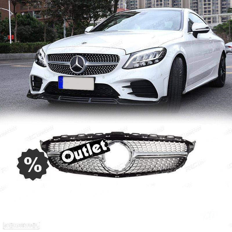 C011287C1 GRELHA DIANTEIRA MERCEDES W205 AMG 19- LOOK DIAMOND PRATEADO - 1