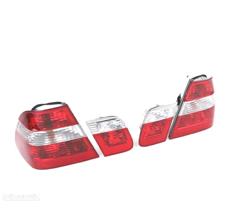 FAROLINS TRASEIROS BMW E46 01-05 VERMELHO BRANCO - 1