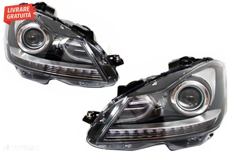 LED DRL Faruri Bi-Xenon Mercedes C-Class W204 Facelift (2011-2014) - 1