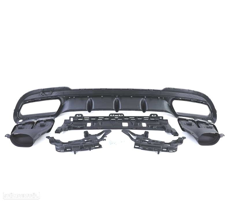 DIFUSOR MERCEDES CLASE E W212 SEDAN 13-16 LOOK AMG + PONTEIRAS DE ESCAPE CROMADAS - 2