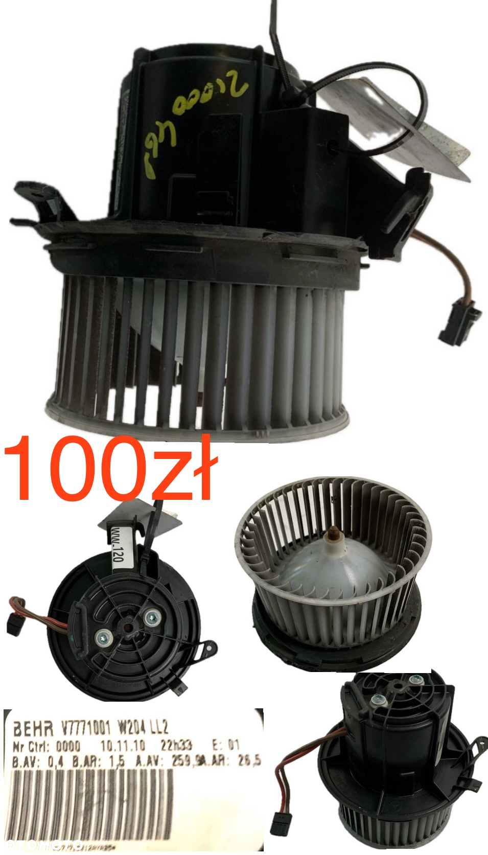 Wentylator dmuchawa nagrzewnicy Fiat Punto I 93-99r Toyota Rav-4 Yaris 95-06r Ypsilon 96-00r Ypsilon II 03-11r Astra H III 04-14r BMW 3 E81 E82 E87 E90 Opel Combo IV 2018r-> Peugeot 3008 Expert 2018r-> Citroen Jumpy II 2018r-> Toyota Proace 2018r-> Mercedes W204 W212 C207 GLX 08-18r  Oryginał - 9