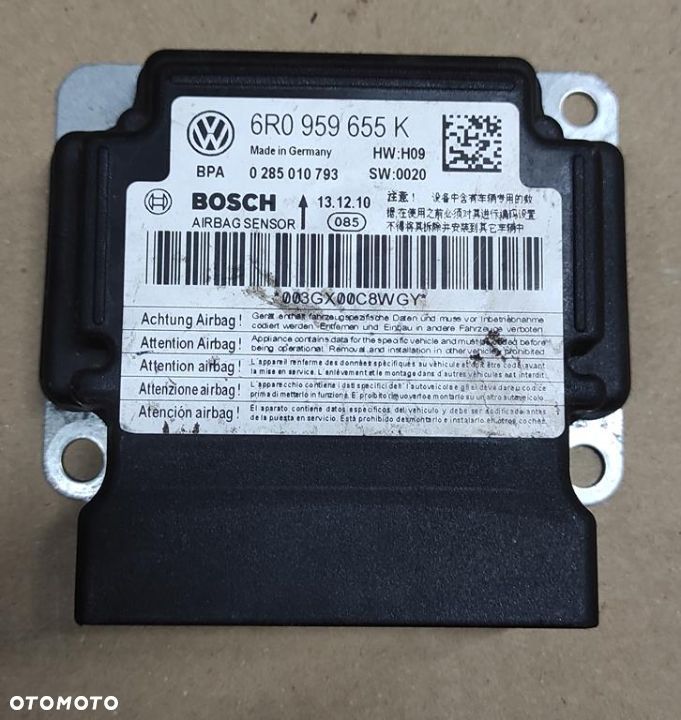 Moduł Sensor Airbag VW AUDI SEAT SKODA 6R0959655K POLO FABIA IBIZA TOLEDO 4 RAPID - 1