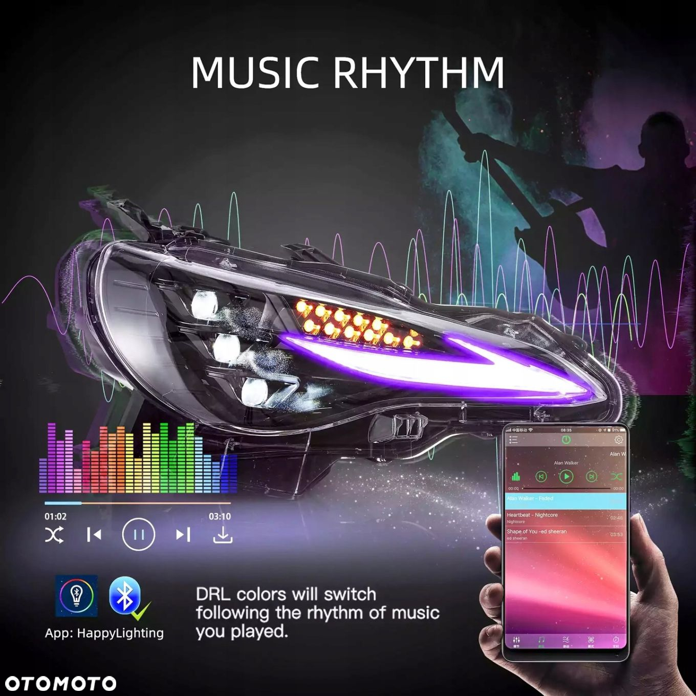 Reflektory Lampy kpl Full Led Neon Tuning RGB Toyota GT86 Gt-86 Frz Brz - 4