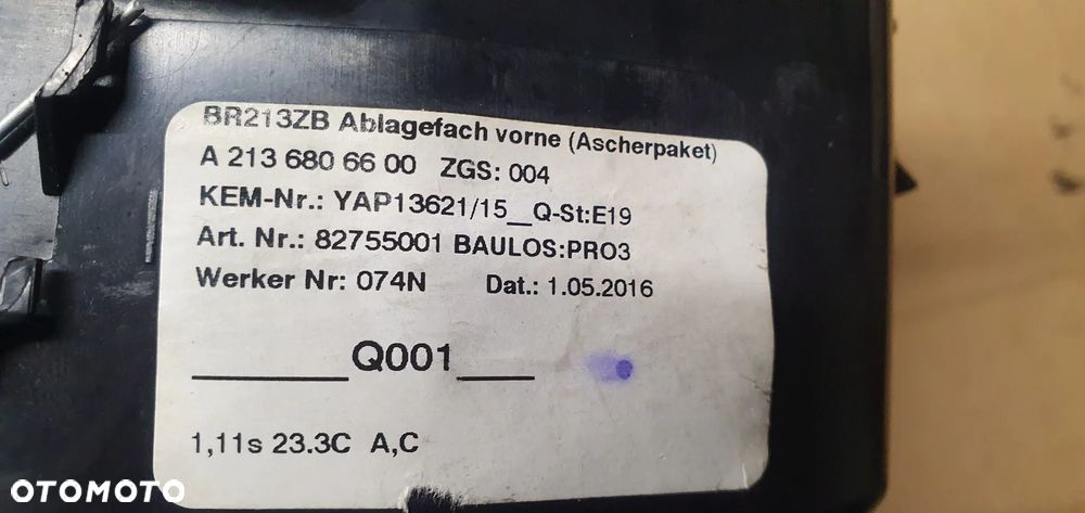 Popielniczka schowek uchwyt na kubek kubki Mercedes E-Klasa W213 A2136806600 A2139051100 - 8