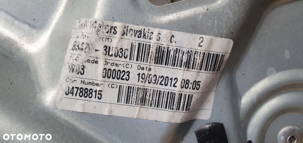 Mechanizm podnośnik szyby lewy tył Kia Sportage III 83470-3U030 - 5