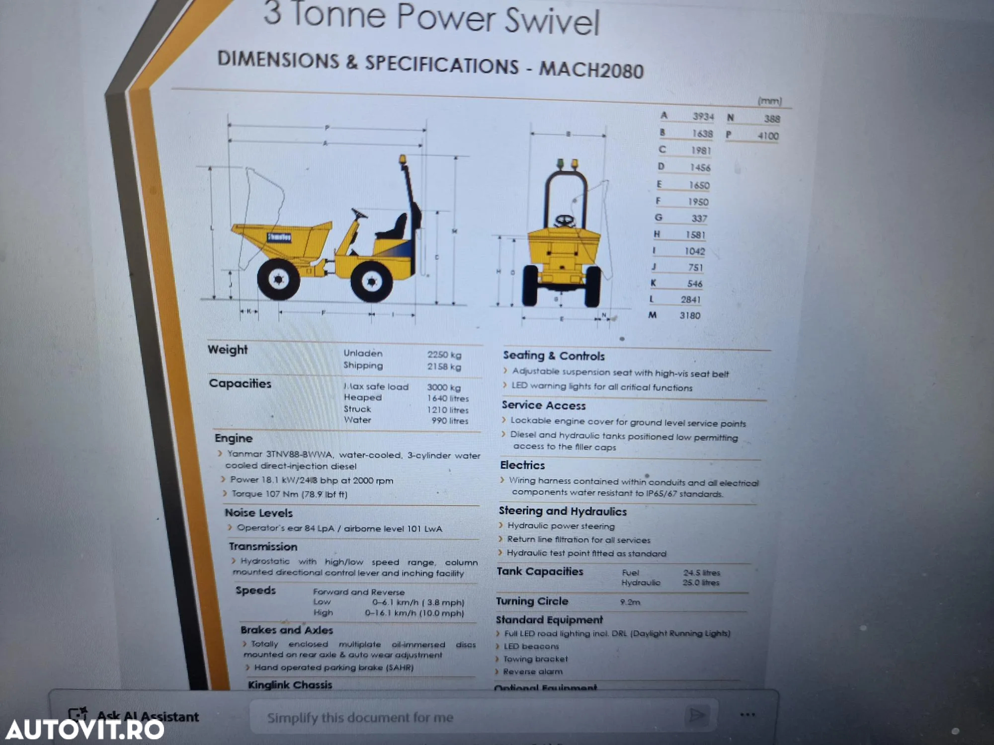 Thwaites 3tone, BASCULARE LATERALA, 18900 eur+tva - 21