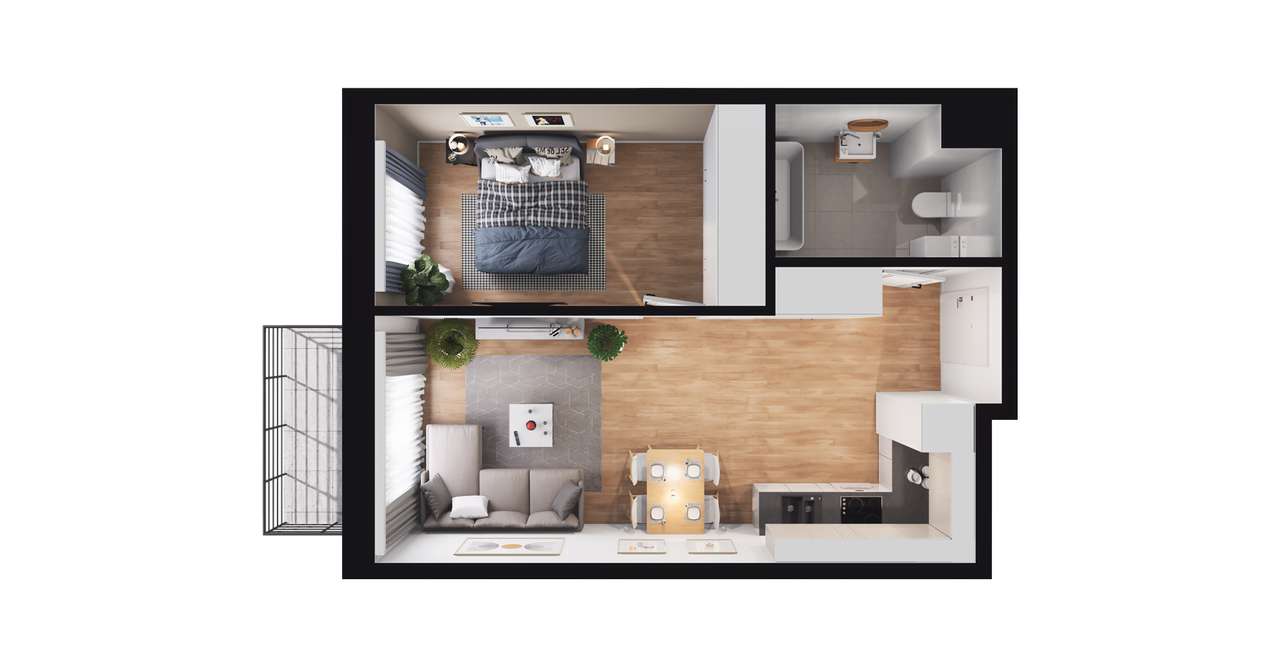 2-pokojowe mieszkanie 41m2 + balkon Bez Prowizji - Pełny obrazek: 3/7