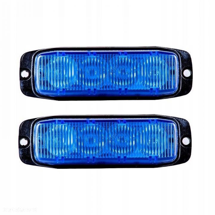 LAMPA 4 LED OSTRZEGAWCZA NIEBIESKA STROBO 2SZT. - 1
