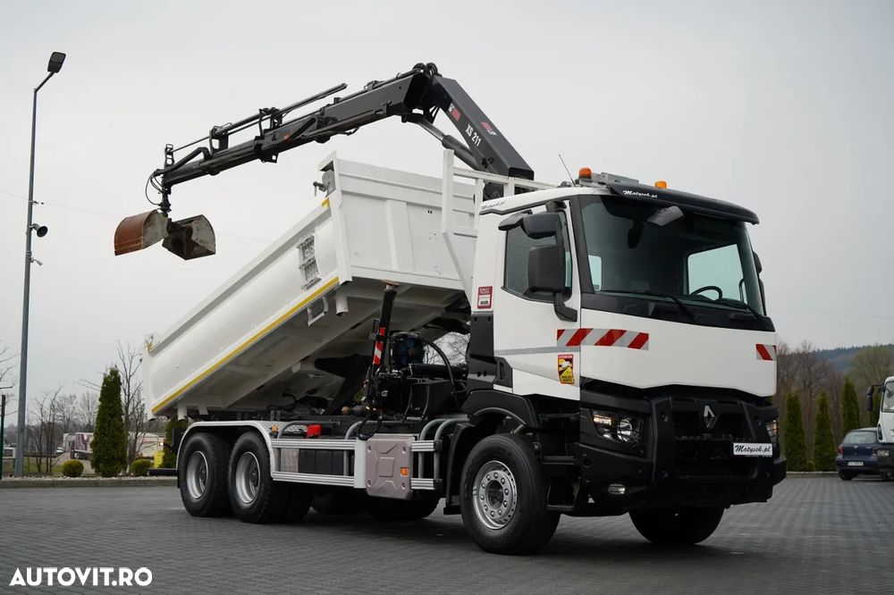 Renault C 430 / 6x4 / BASCUNĂ CU DOUĂ LATE / BASCUNĂ HIDRAULICĂ + HIAB 211 EP-3 HDS / EURO 6 / RADIOCOMANDĂ / ROTATOARE / CUPĂ - 8