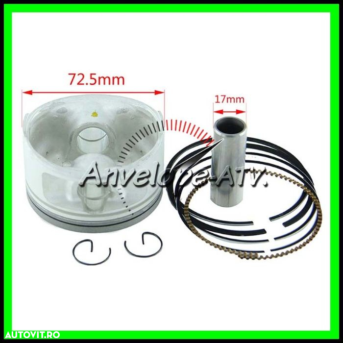 Piston atv LINHAI 300 72.5MM cu Teflon cu Segmenti Sigurante Bolt - 3