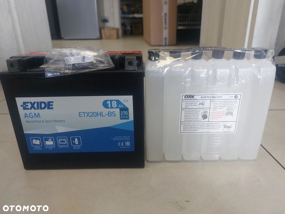 AKUMULATOR EXIDE ETX20HL-BS 12V 18AH 270A P+ AGM MOTOCYKLE QUADY KOSIARKI TRAKTORKI - 1