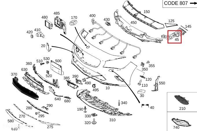 MERCEDES CLA C117 Slizg zderzaka przod lewy - 2
