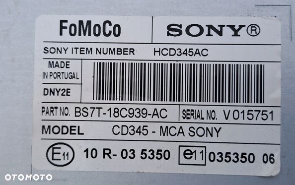 ford mondeo mk4 s-max mk1 lift 10-14r radio fabryczne cd sony bs7t-18c939 - 3