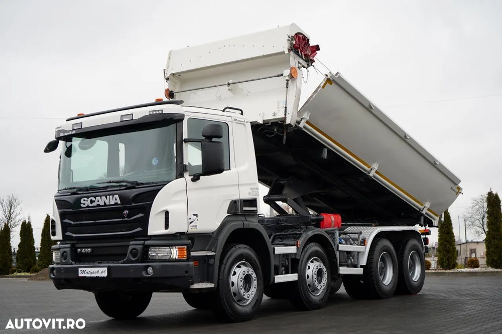 Scania P 410 / 8x4 / BASCULATOR 2 LATERAL / HIDRODOXIE LATERALĂ / BORDMATIC / OPTICRUISE / ANVELOPE 100% / EURO 6 - 1