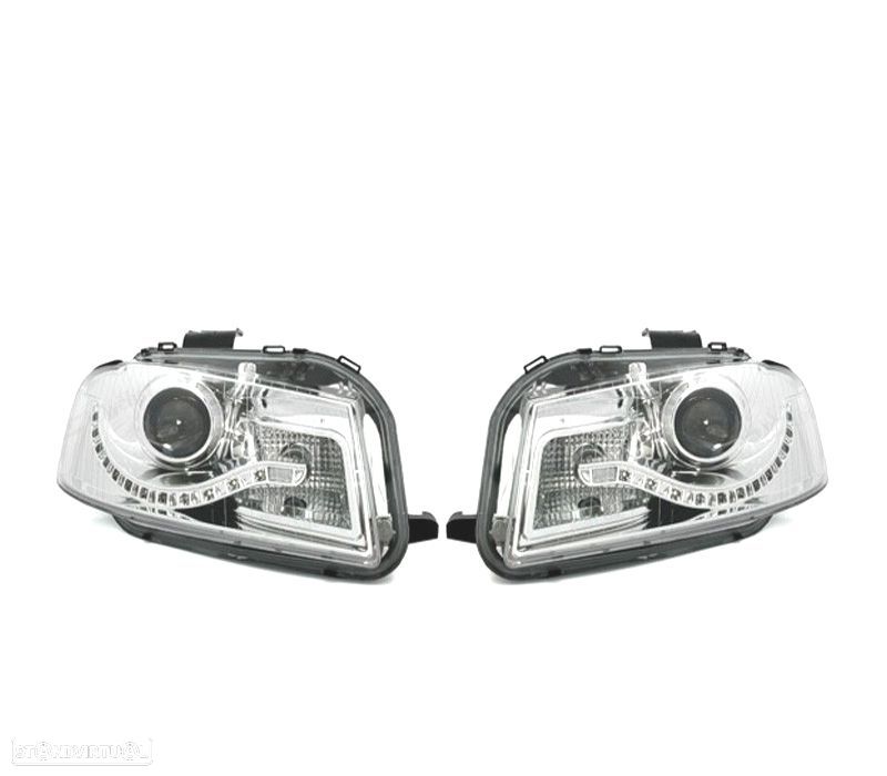 FARÓIS AUDI A3 8P 03-08 LUZ LED DIURNA FUNDO CROMADO - 4
