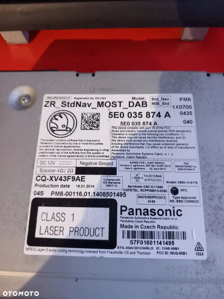 Czytnik Kart wyświetlacz Skoda Octavia 3 - 2