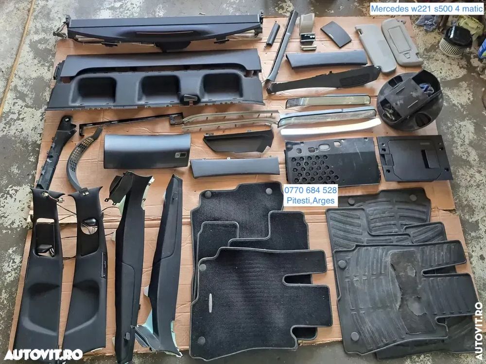 Panou perdeluta luneta grila difuzoare ornamente stalp torpedou ornamente ornament trim trimuri praguri parasolar covorase Mercedes s class w221 - 1