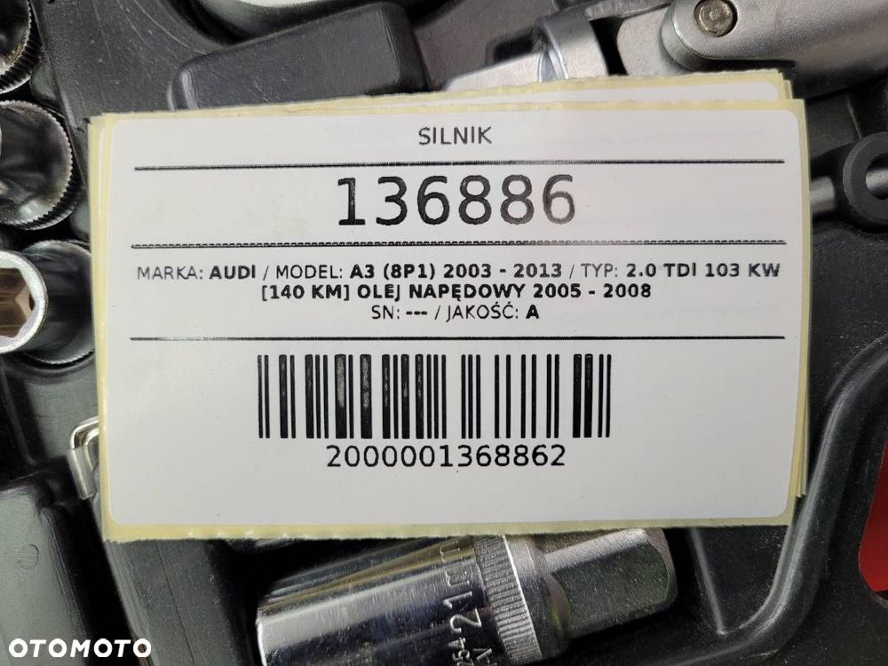SILNIK SŁUPEK BMM 2.0 TDI 140 AUDI A3 8P 2005 - 10