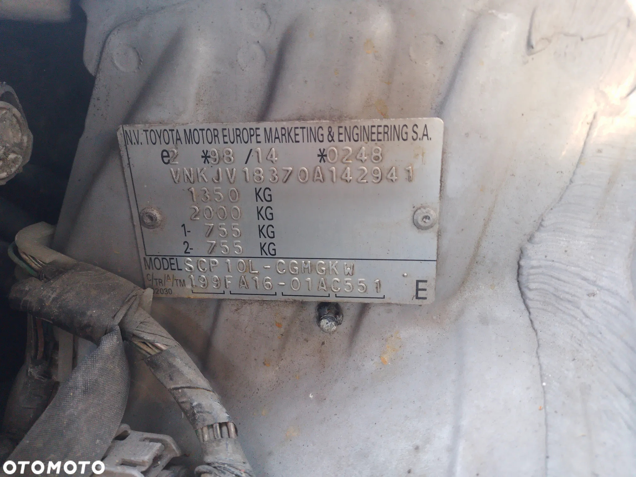 TOYOTA YARIS I 99-03 1SZ-FE 1.0 16V KOLOR 199 MASKA - 13