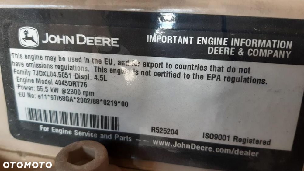 Silnik John Deere 4045DRT76 moc 75 KM, poj. 4,5 l - 7