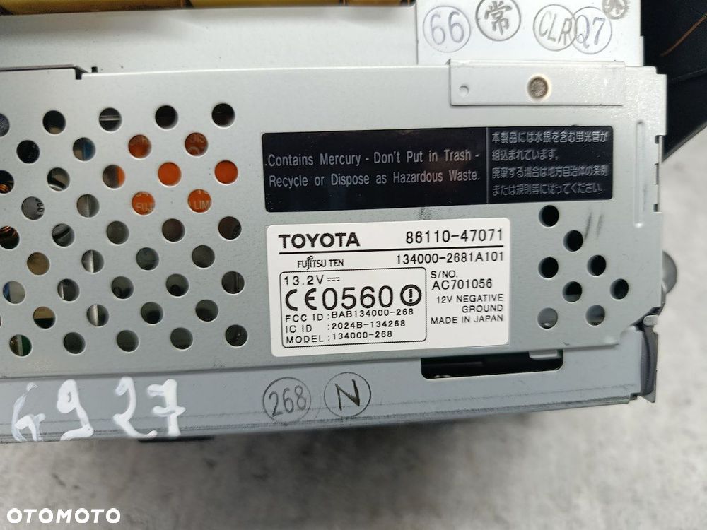 WYŚWIETLACZ NAWIGACJI TOYOTA PRIUS II 86110-47071  134000-2681A101  FUJITSU - 5