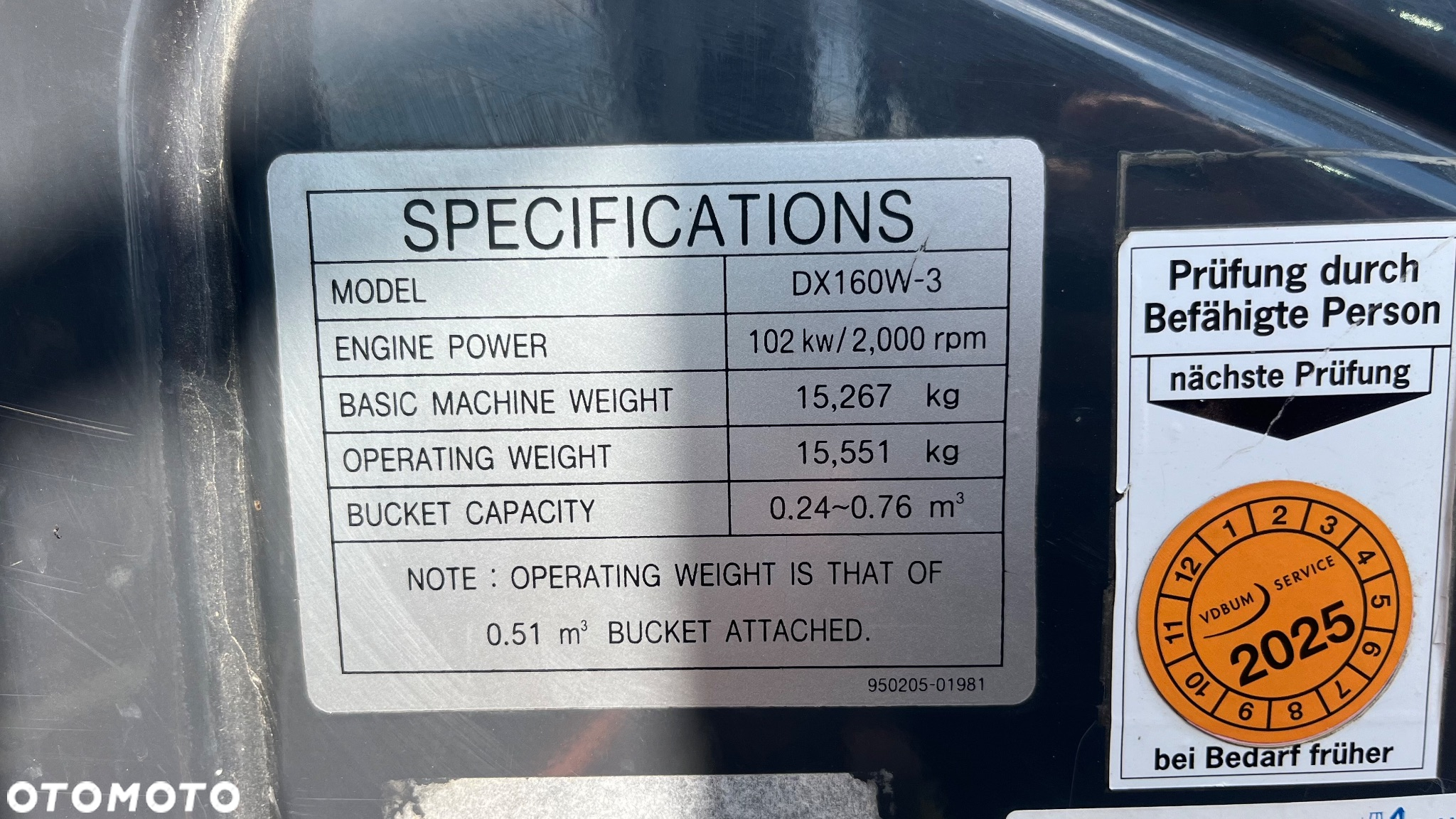 Doosan DX160 W-3 Mth 5800 Koparka Kołowa Łyżka Skarpowa + Do Kopania Sprowadzona Z Niemiec Super Stan - 10