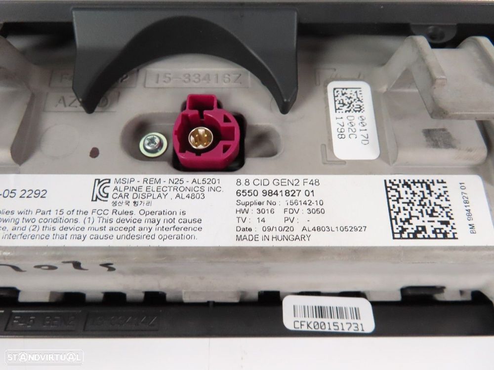 Monitor / Display Central Profissional 8.8 Usado / Original BMW X1 (F48)/BMW X2... - 3