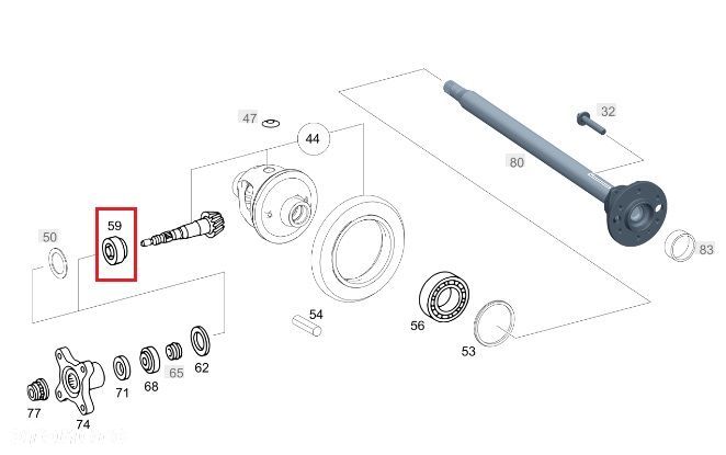MERCEDES Lozysko stozkowe tylnego mostu OE - 3