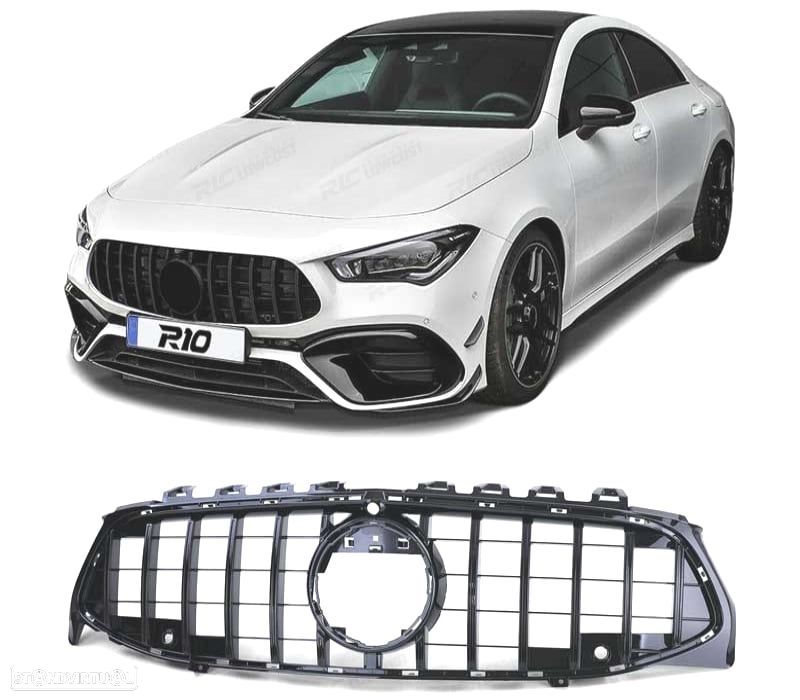 GRELHA FRONTAL MERCEDES CLA C118 19- LOOK AMG GT PRETO BRILHANTE - 1