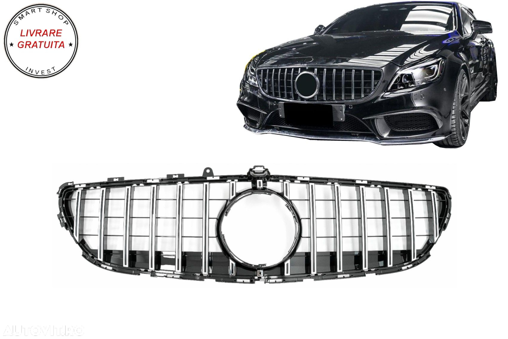 Grila Centrala Mercedes CLS W218 Facelift (2014-2017) GT-R Panamericana Design Neg- livrare gratuita - 9