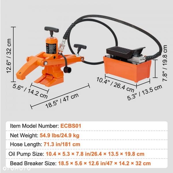 Hydrauliczno-pneumatyczny zbijak do opon z pompą 700Bar Odbijacz do opon, Zbijak stopki zestaw do dużych kół Odpiekacz - 7