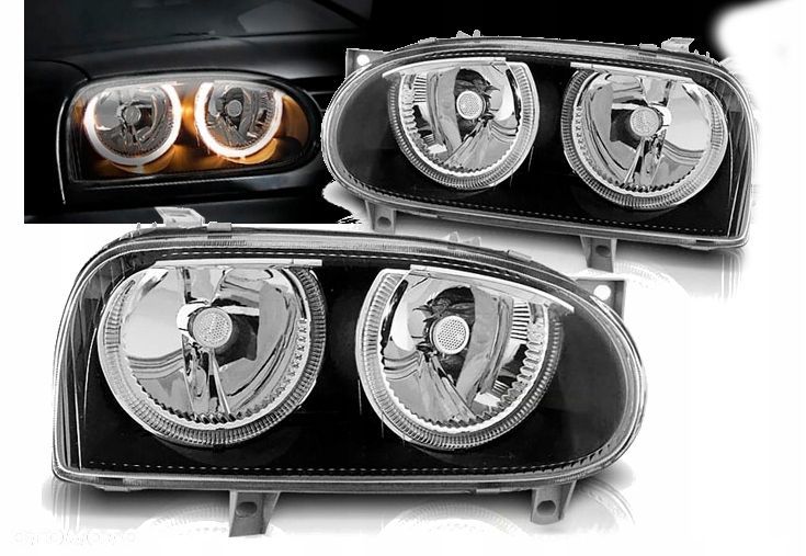 Lampy Reflektory GOLF III 3 RINGI DEPO CZARNE Soczewki NOWE